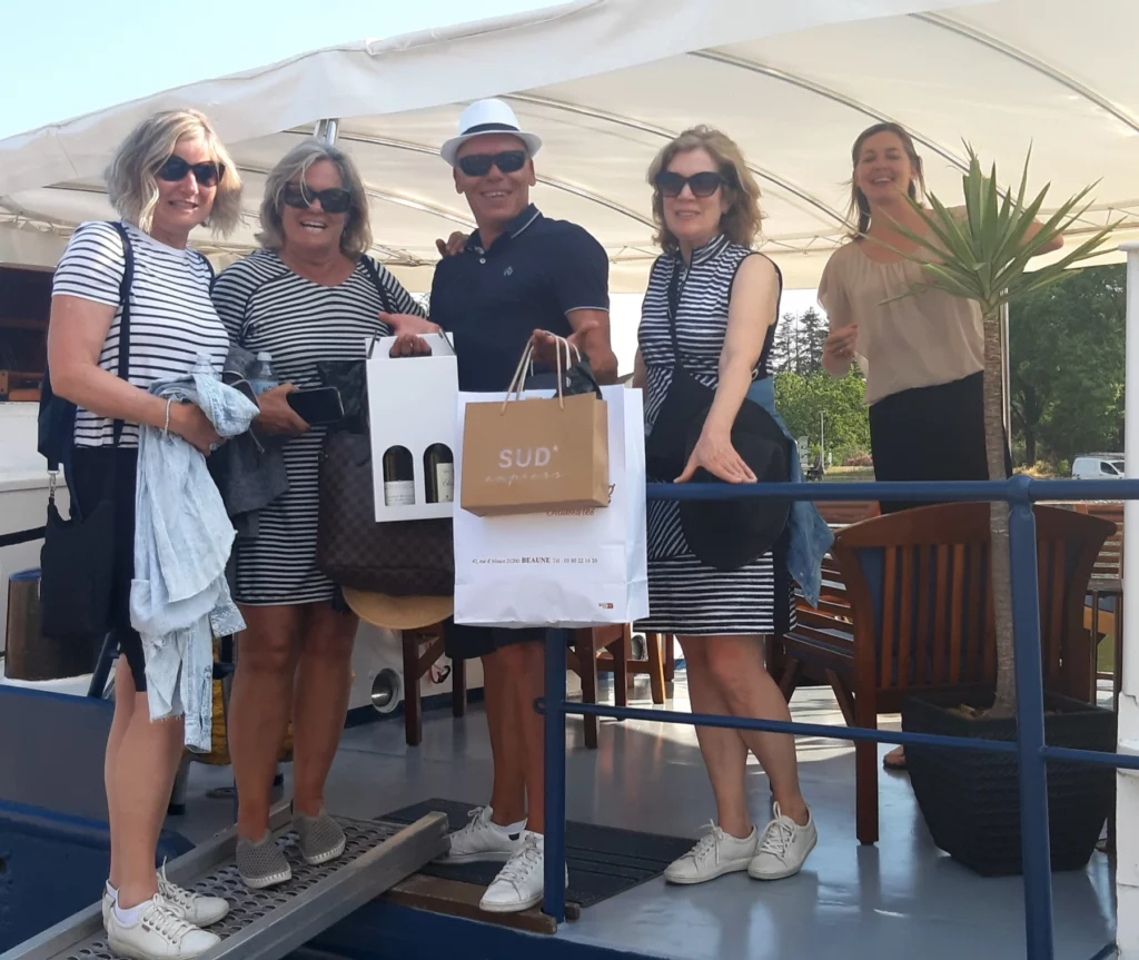 Back on board the barge after wine tasting