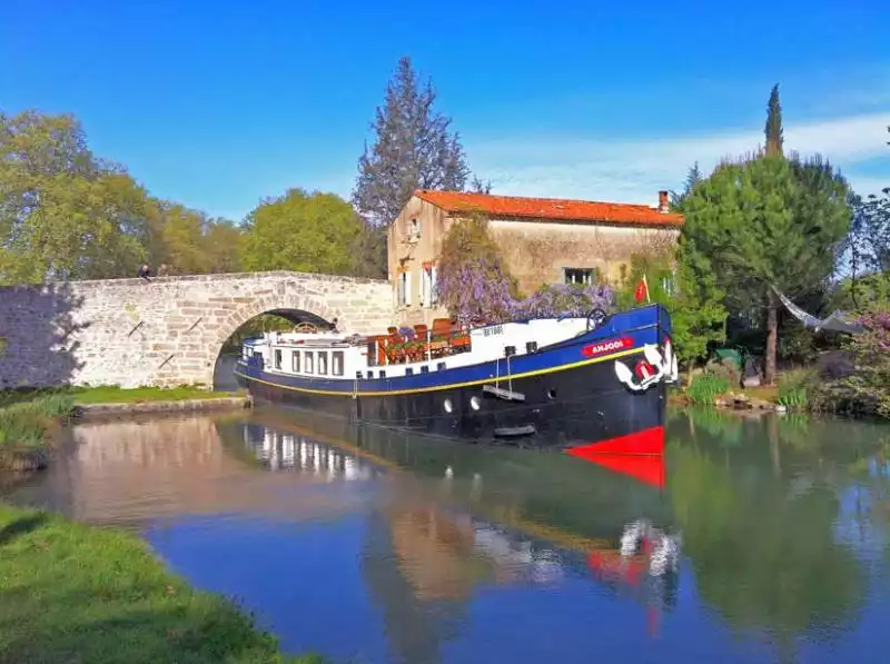 Barge cruising along the canals of France