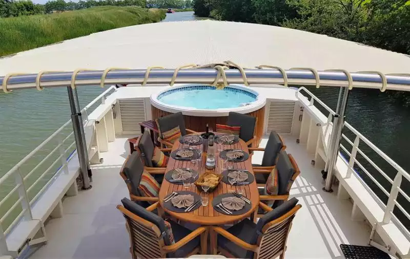 Sunny sun-deck on the barge