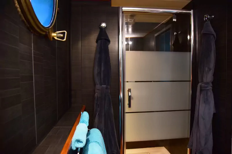 Shower ensuite 1 on the Magnolia barge