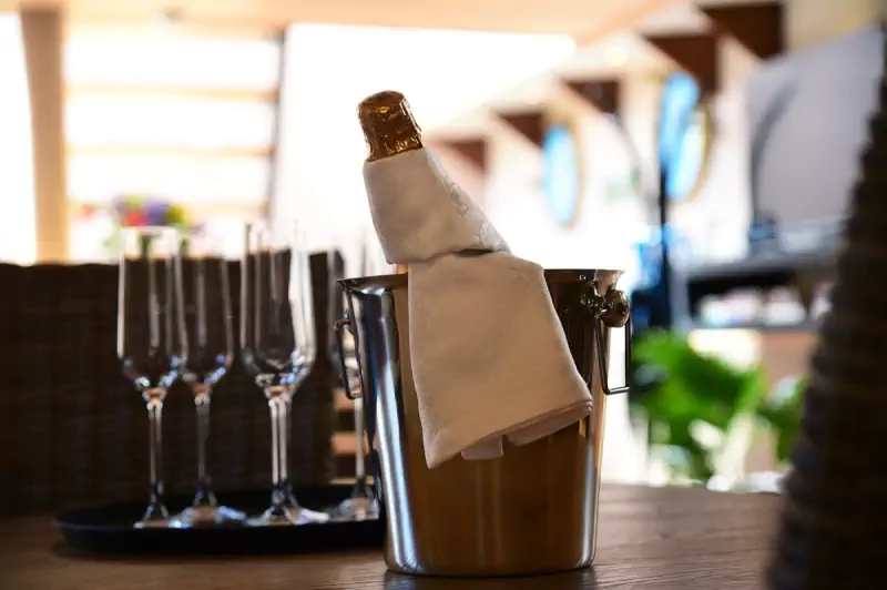 Champagne served on your barge cruise