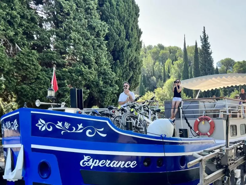 Canal barge cruising