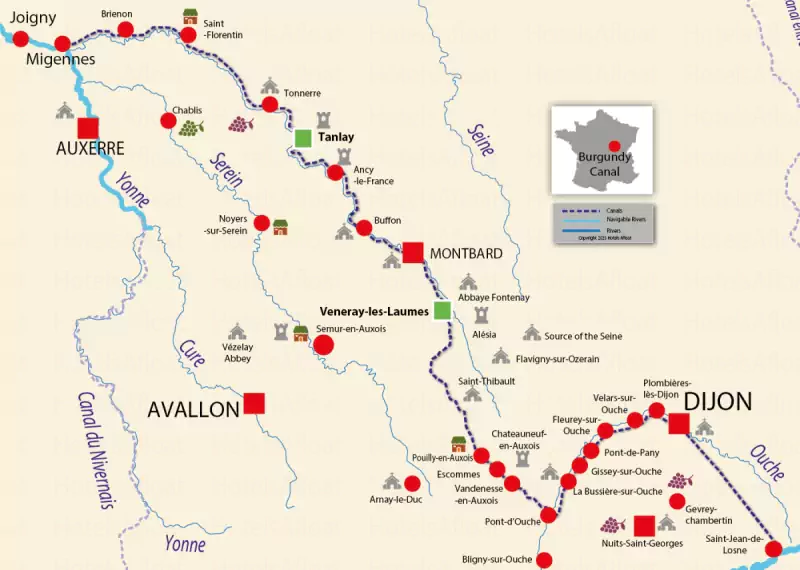 Tanlay to Venarey-les-Laumes cruise map
