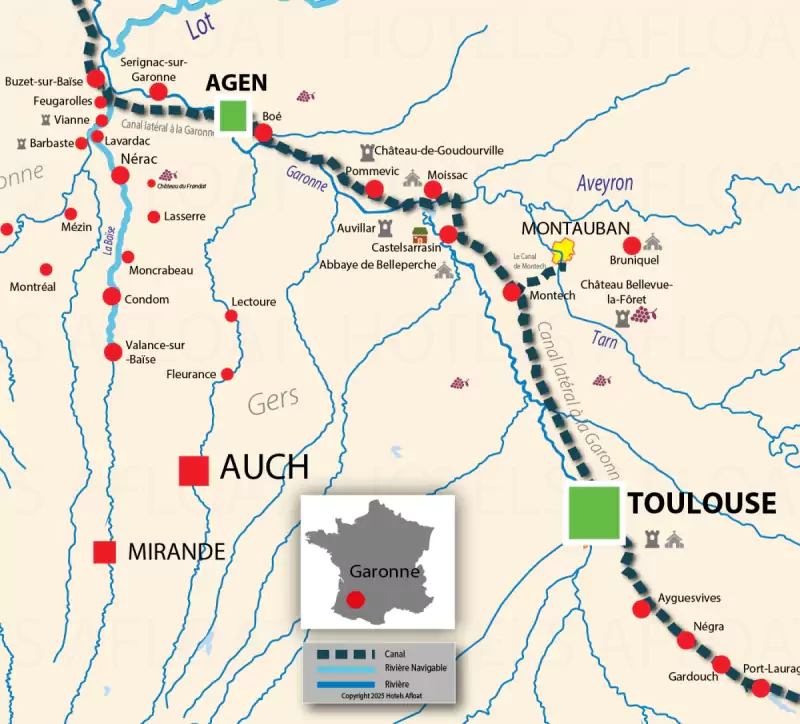 From Toulouse to Agen cruise map