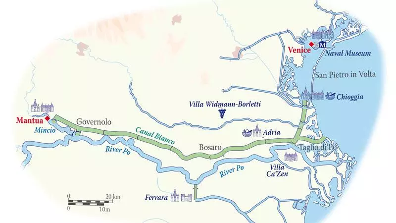 Venice to Mantua cruise map