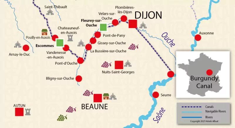 From Dijon to Escommes cruise map