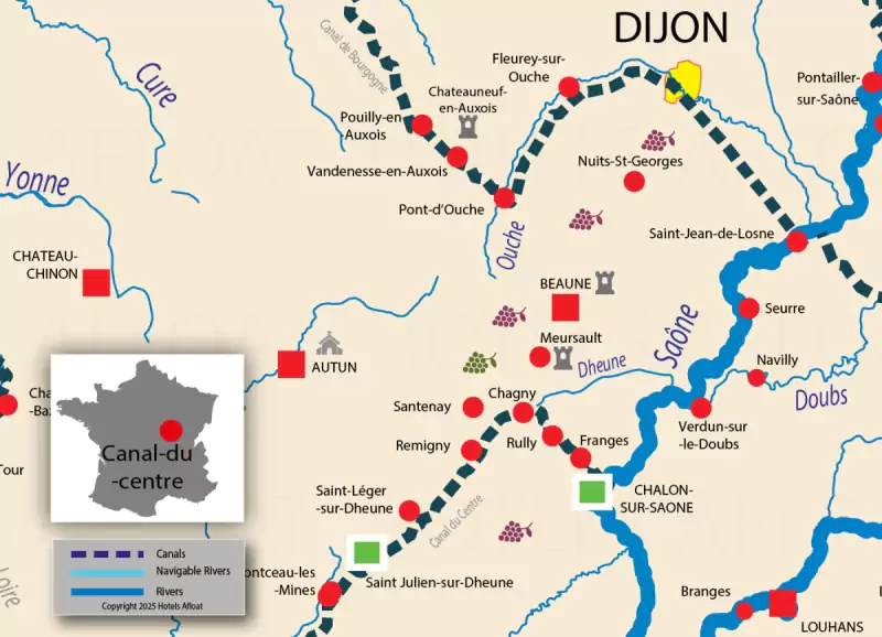 From St Julien-sur-Dheune to Chalon-sur-Saône cruise map