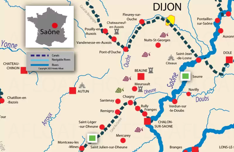Saint Julien-sur-Dheune to Seurre cruise map