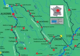Burgundy Canal navigation routes and waterways map