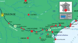 Midi Canal navigation routes and waterways map