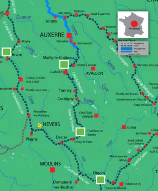 Canal du Nivernais navigation routes and waterways map