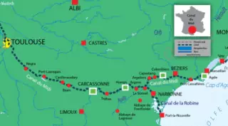Canal du Midi navigation routes and waterways map