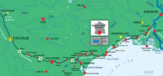 Midi Canal &  Camargue navigation routes and waterways map