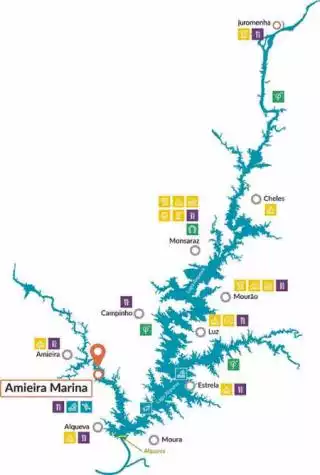 Portugal, Amieira navigation routes and waterways map