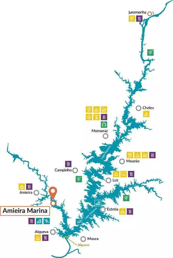 Portugal, Amieira navigation routes and waterways map