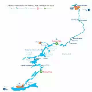 Canada Rideau Canal navigation routes and waterways map