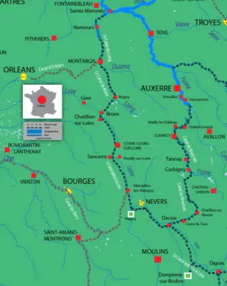 Loire & Briare Canals navigation routes and waterways map