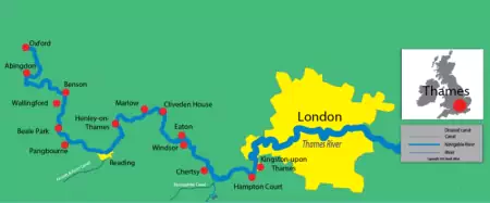 Canal and river map for River Thames