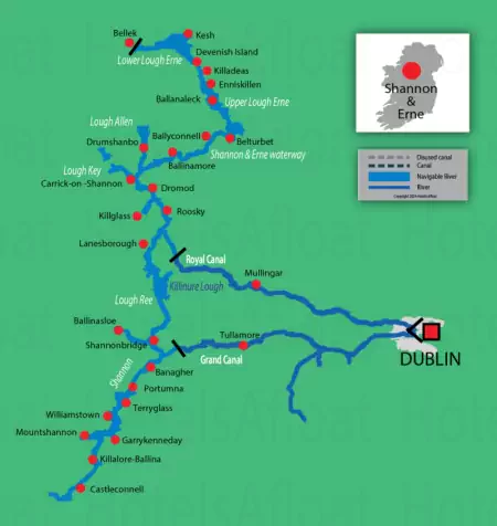 Canal and river map for Shannon