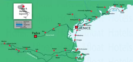 Canal and river map for Venice Lagoon