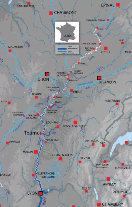 Saône cruise map